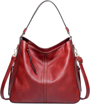 Handbags For Women Large Designer Ladies Bag Bucket Purse Faux Leather Purse Names Bags (Red, One Size)