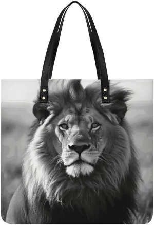 Handbags for WomenAfrican Lion Black And WhiteTrendy Vegan Leather Hobo Handbags,Women's Soft Bucket Bag For Women - Ladies Handbags For Work, Travel, Casual Use,Birthday Gifts