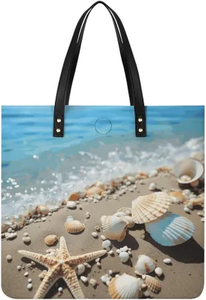 Handbags for WomenBeach Seashells StarfishTrendy Vegan Leather Hobo Handbags,Women's Soft Bucket Bag For Women - Ladies Handbags For Work, Travel, Casual Use,Birthday Gifts