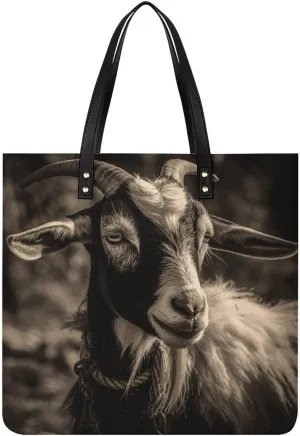 Handbags for WomenBlack And White GoatTrendy Vegan Leather Hobo Handbags,Women's Soft Bucket Bag For Women - Ladies Handbags For Work, Travel, Casual Use,Birthday Gifts