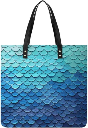 Handbags for WomenBlue Mermaid Fish ScaleTrendy Vegan Leather Hobo Handbags,Women's Soft Bucket Bag For Women - Ladies Handbags For Work, Travel, Casual Use,Birthday Gifts
