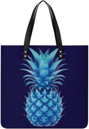 Handbags for WomenBlue PineappleTrendy Vegan Leather Hobo Handbags,Women's Soft Bucket Bag For Women - Ladies Handbags For Work, Travel, Casual Use,Birthday Gifts