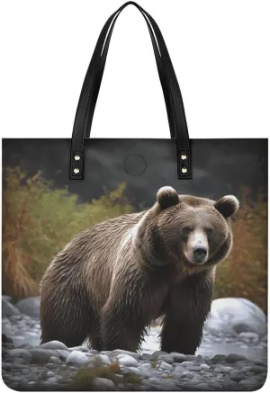 Handbags for WomenBrown BearTrendy Vegan Leather Hobo Handbags,Women's Soft Bucket Bag For Women - Ladies Handbags For Work, Travel, Casual Use,Birthday Gifts