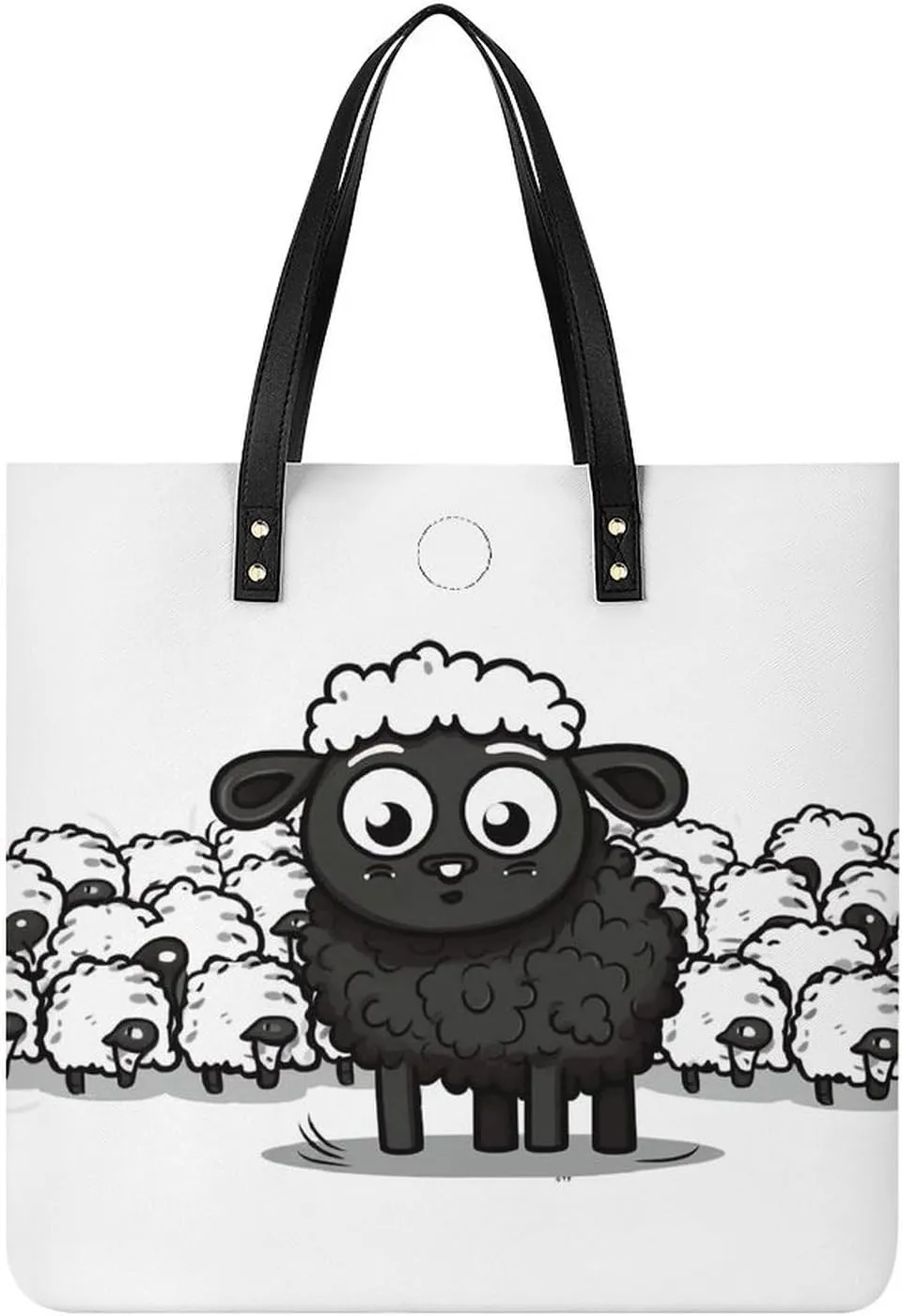 Handbags for WomenCartoon Black White SheepTrendy Vegan Leather Hobo Handbags,Women's Soft Bucket Bag For Women - Ladies Handbags For Work, Travel, Casual Use,Birthday Gifts