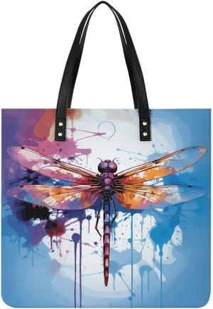 Handbags for WomenColorful Abstract DragonflyTrendy Vegan Leather Hobo Handbags,Women's Soft Bucket Bag For Women - Ladies Handbags For Work, Travel, Casual Use,Birthday Gifts