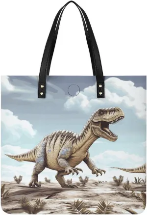 Handbags for WomenDinosaur WalkingTrendy Vegan Leather Hobo Handbags,Women's Soft Bucket Bag For Women - Ladies Handbags For Work, Travel, Casual Use,Birthday Gifts