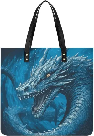 Handbags for WomenDragon Cool BlueTrendy Vegan Leather Hobo Handbags,Women's Soft Bucket Bag For Women - Ladies Handbags For Work, Travel, Casual Use,Birthday Gifts