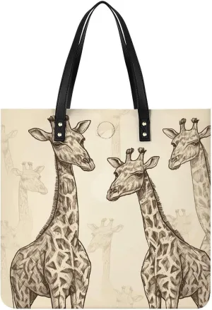 Handbags for WomenHand Drawn GiraffesTrendy Vegan Leather Hobo Handbags,Women's Soft Bucket Bag For Women - Ladies Handbags For Work, Travel, Casual Use,Birthday Gifts