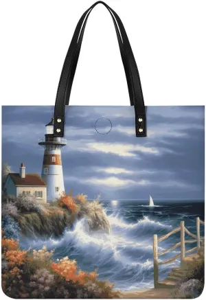 Handbags for WomenLighthouse Diamond PaintingTrendy Vegan Leather Hobo Handbags,Women's Soft Bucket Bag For Women - Ladies Handbags For Work, Travel, Casual Use,Birthday Gifts