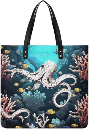 Handbags for WomenMarine LifeTrendy Vegan Leather Hobo Handbags,Women's Soft Bucket Bag For Women - Ladies Handbags For Work, Travel, Casual Use,Birthday Gifts