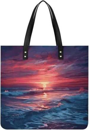Handbags for WomenOcean at Warm TwilightTrendy Vegan Leather Hobo Handbags,Women's Soft Bucket Bag For Women - Ladies Handbags For Work, Travel, Casual Use,Birthday Gifts