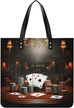 Handbags for WomenPoker TournamentTrendy Vegan Leather Hobo Handbags,Women's Soft Bucket Bag For Women - Ladies Handbags For Work, Travel, Casual Use,Birthday Gifts