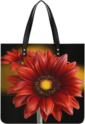 Handbags for WomenRed SunflowerTrendy Vegan Leather Hobo Handbags,Women's Soft Bucket Bag For Women - Ladies Handbags For Work, Travel, Casual Use,Birthday Gifts