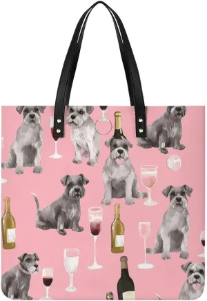 Handbags for WomenSchnauzerTrendy Vegan Leather Hobo Handbags,Women's Soft Bucket Bag For Women - Ladies Handbags For Work, Travel, Casual Use,Birthday Gifts