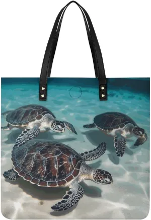 Handbags for WomenSea TurtlesTrendy Vegan Leather Hobo Handbags,Women's Soft Bucket Bag For Women - Ladies Handbags For Work, Travel, Casual Use,Birthday Gifts