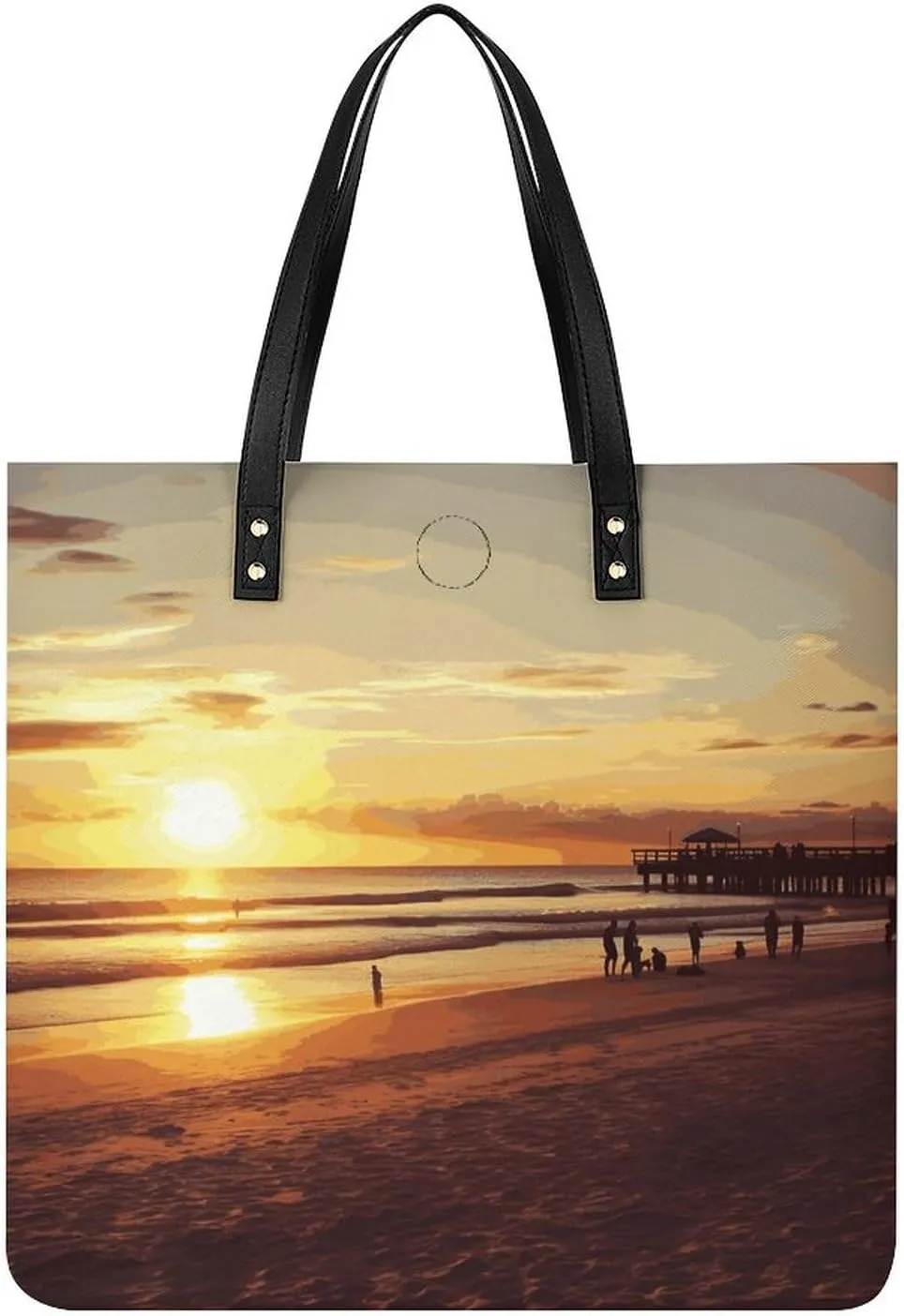 Handbags for WomenSunset BeachTrendy Vegan Leather Hobo Handbags,Women's Soft Bucket Bag For Women - Ladies Handbags For Work, Travel, Casual Use,Birthday Gifts