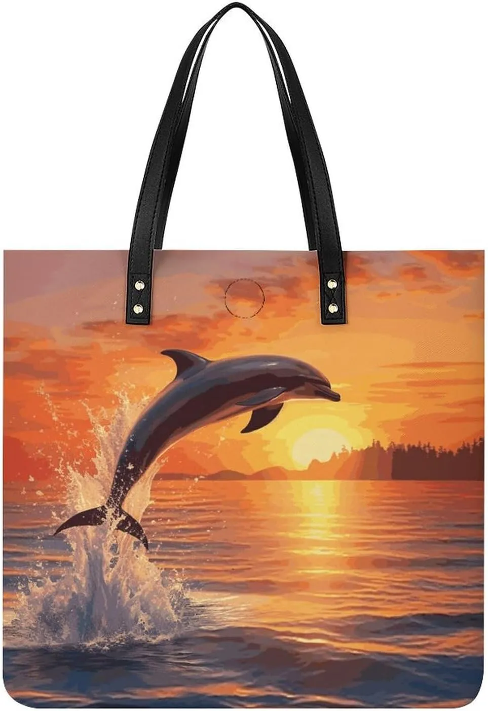 Handbags for WomenSunset DolphinTrendy Vegan Leather Hobo Handbags,Women's Soft Bucket Bag For Women - Ladies Handbags For Work, Travel, Casual Use,Birthday Gifts