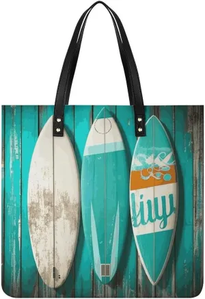 Handbags for WomenSurfboard in Vintage TurquoiseTrendy Vegan Leather Hobo Handbags,Women's Soft Bucket Bag For Women - Ladies Handbags For Work, Travel, Casual Use,Birthday Gifts
