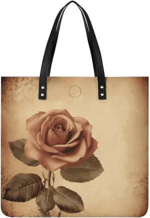 Handbags for WomenVintage RoseTrendy Vegan Leather Hobo Handbags,Women's Soft Bucket Bag For Women - Ladies Handbags For Work, Travel, Casual Use,Birthday Gifts