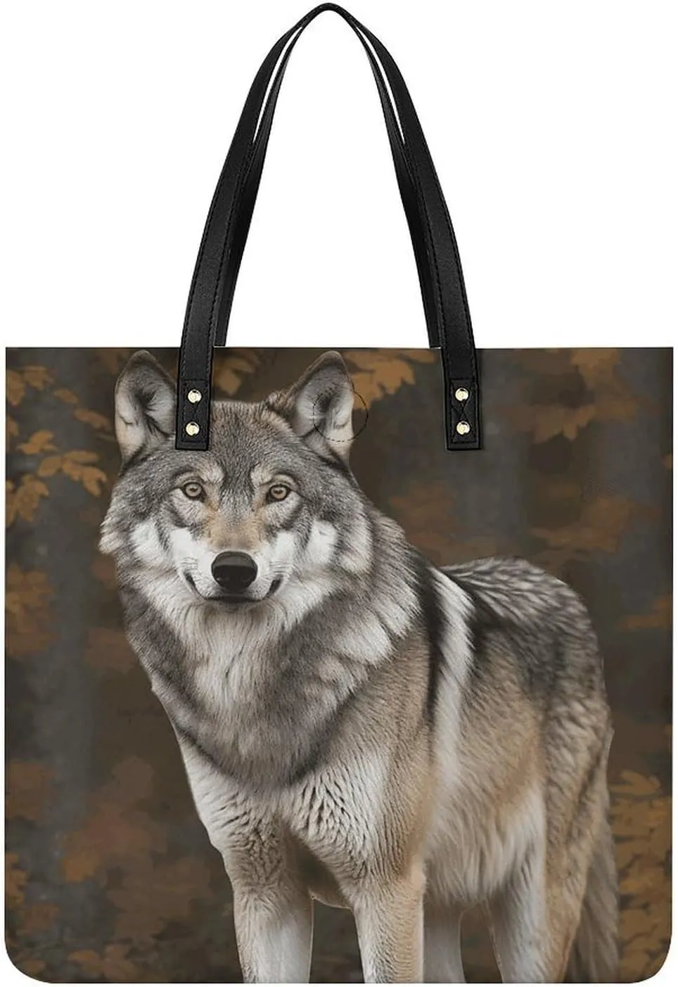 Handbags for WomenWild Wild Gray WolfTrendy Vegan Leather Hobo Handbags,Women's Soft Bucket Bag For Women - Ladies Handbags For Work, Travel, Casual Use,Birthday Gifts