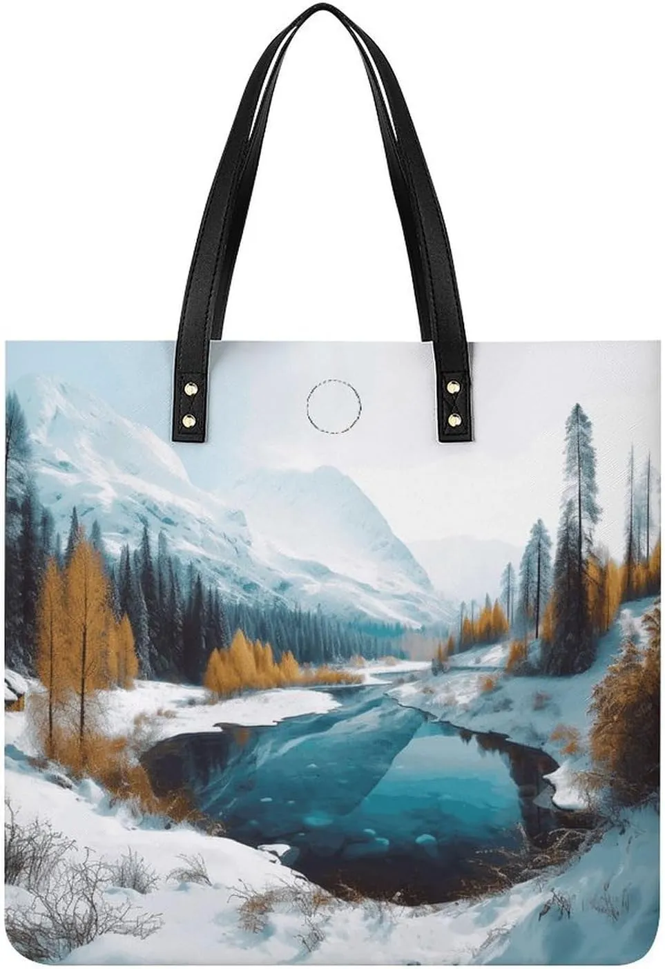 Handbags for WomenWinter Mountains Snow SceneTrendy Vegan Leather Hobo Handbags,Women's Soft Bucket Bag For Women - Ladies Handbags For Work, Travel, Casual Use,Birthday Gifts