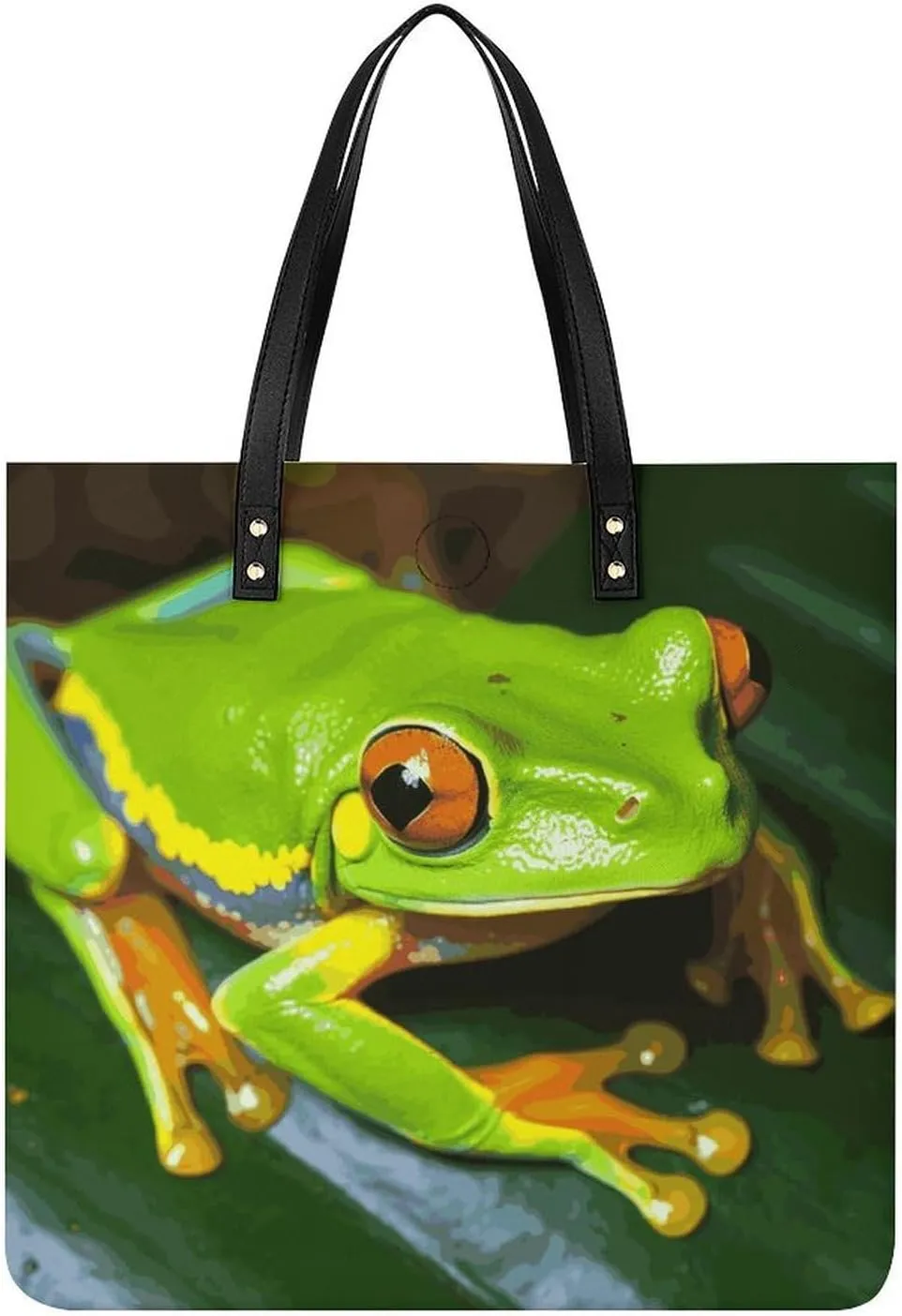Handbags for WomenYellow Eye Green FrogTrendy Vegan Leather Hobo Handbags,Women's Soft Bucket Bag For Women - Ladies Handbags For Work, Travel, Casual Use,Birthday Gifts