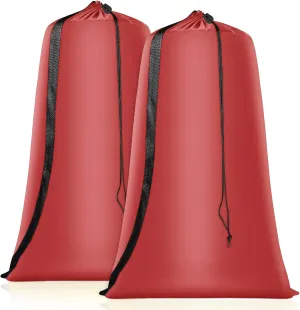Heavy Duty Laundry Bag 2 Pack XL Nylon Laundry Bags with Straps, Washable Large Dirty Clothes Organizer with Drawstring Closure, Travel Washing Bag Fit a Laundry Hamper or Basket, Red