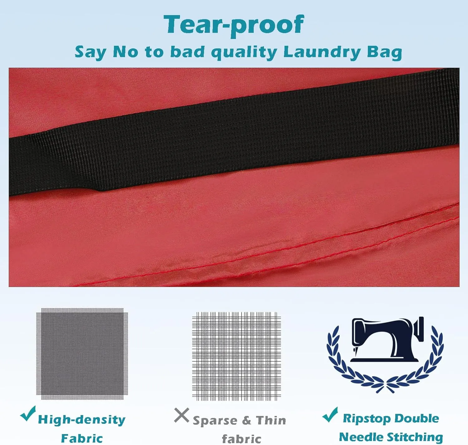 Heavy Duty Laundry Bag 2 Pack XL Nylon Laundry Bags with Straps, Washable Large Dirty Clothes Organizer with Drawstring Closure, Travel Washing Bag Fit a Laundry Hamper or Basket, Red