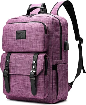 HFSX Laptop Backpack Women Men College Backpacks Bookbag Vintage Backpack Book Bag Fashion Back Pack Anti Theft Travel Backpacks with Charging Port fit 15.6 Inch Laptop