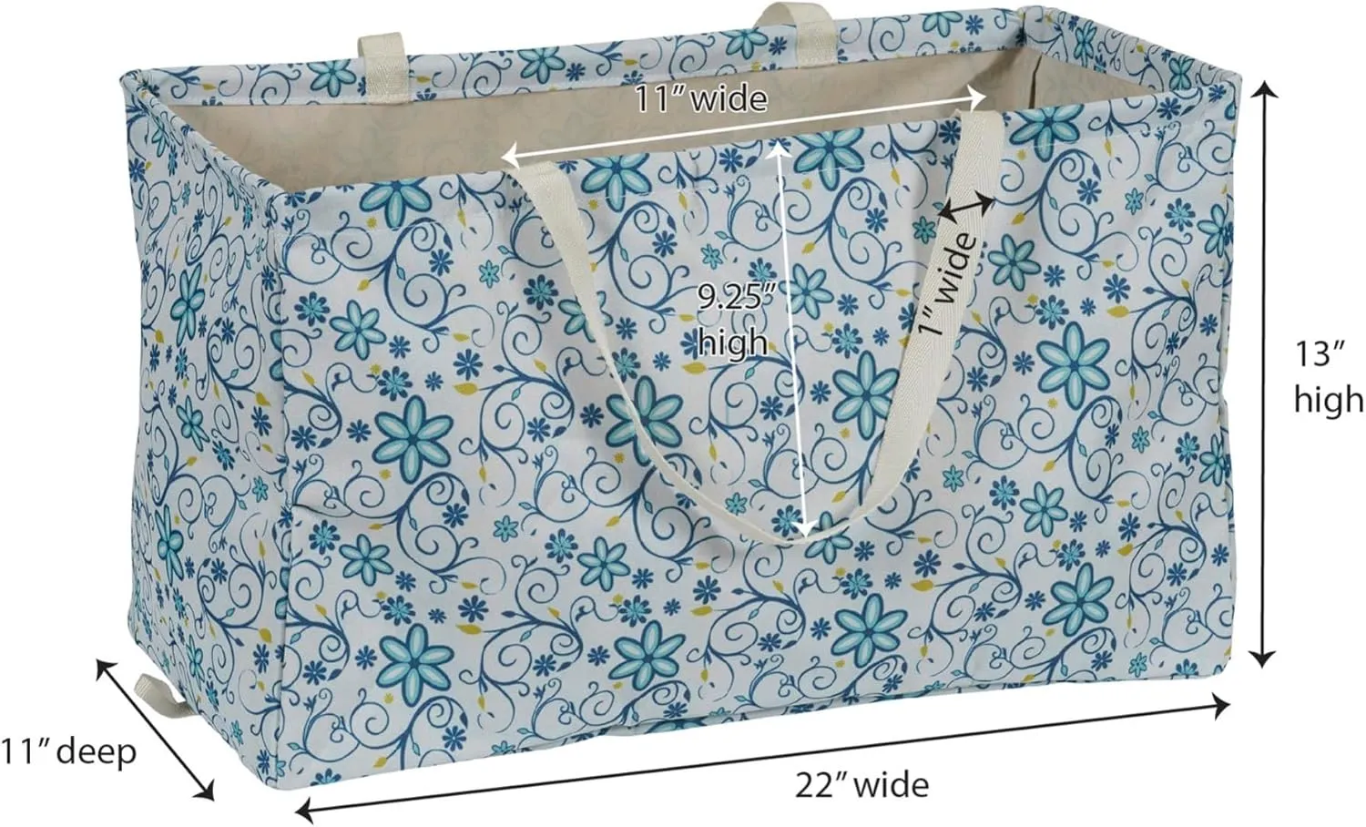 Household Essentials 2244 Krush Canvas Utility Totes | Reusable Grocery Laundry Carry Bags | Chevron and Floral Patterns