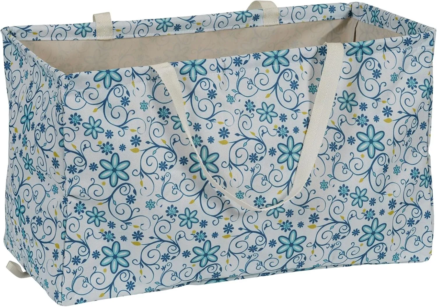 Household Essentials 2244 Krush Canvas Utility Totes | Reusable Grocery Laundry Carry Bags | Chevron and Floral Patterns