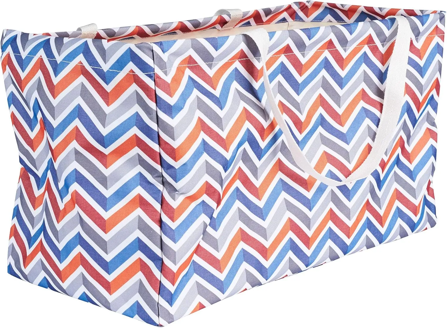 Household Essentials 2244 Krush Canvas Utility Totes | Reusable Grocery Laundry Carry Bags | Chevron and Floral Patterns