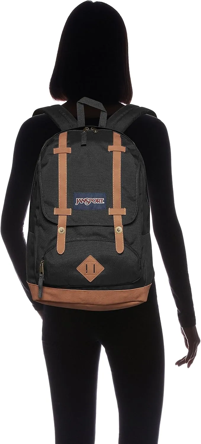 JanSport Cortlandt Laptop Backpack, Black, 15 Laptop Sleeve-Synthetic Leather Shoulder Computer Bag with Large Compartment, Padded Straps- Rucksack for Men, Women