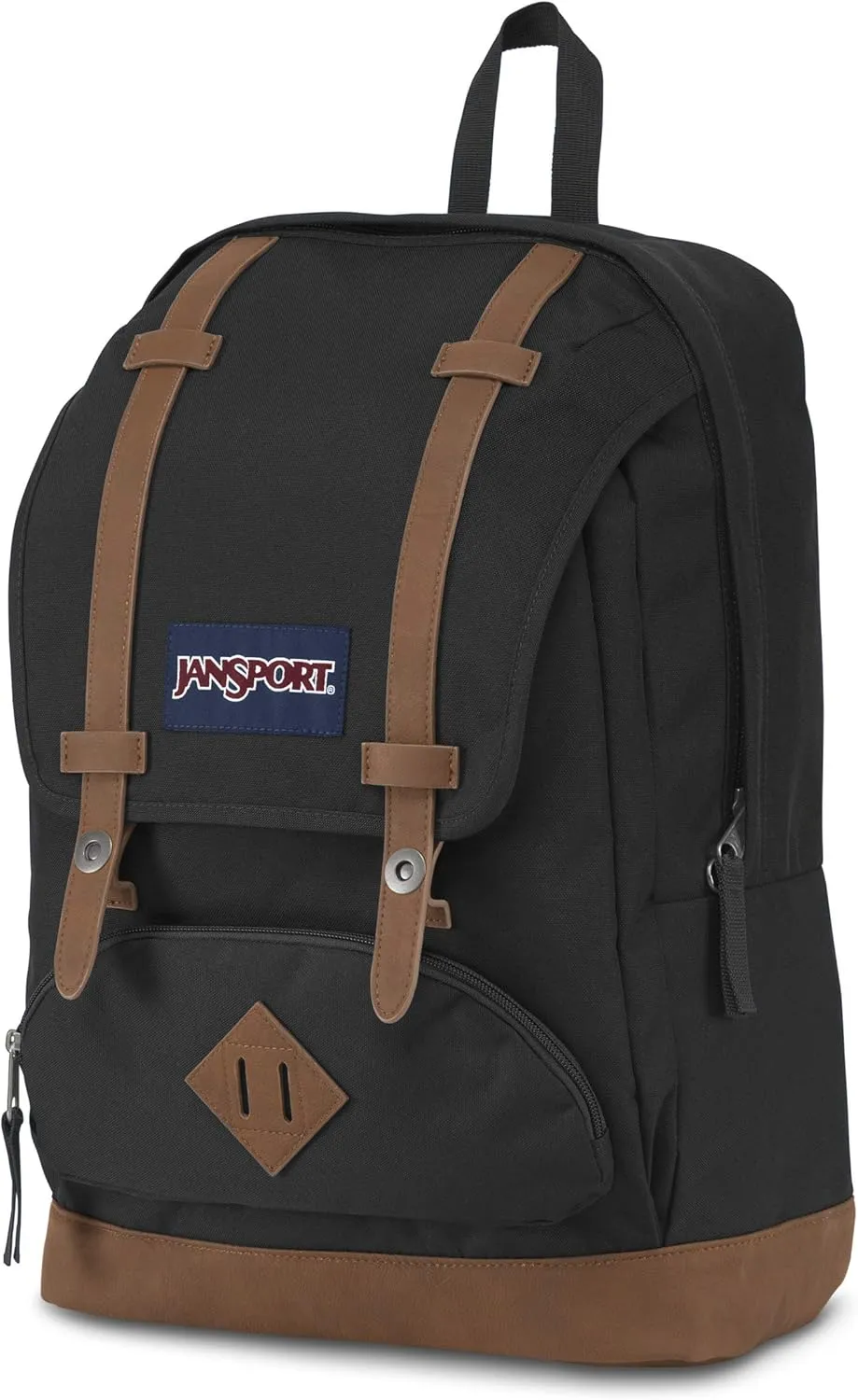 JanSport Cortlandt Laptop Backpack, Black, 15 Laptop Sleeve-Synthetic Leather Shoulder Computer Bag with Large Compartment, Padded Straps- Rucksack for Men, Women