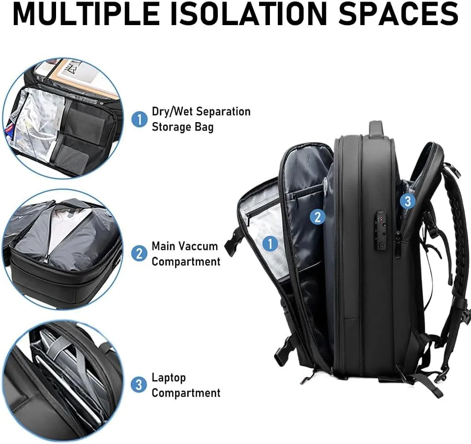 Jet Pack Pro Travel, Airback Backpack,Travel Smart With Vacuum Compression & Waterproof Design(Black-No Air pump)