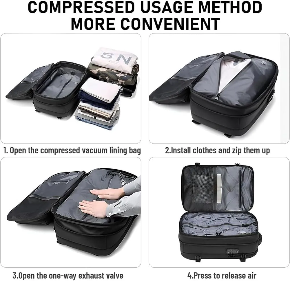 Jet Pack Pro Travel, Airback Backpack,Travel Smart With Vacuum Compression & Waterproof Design(Black-No Air pump)