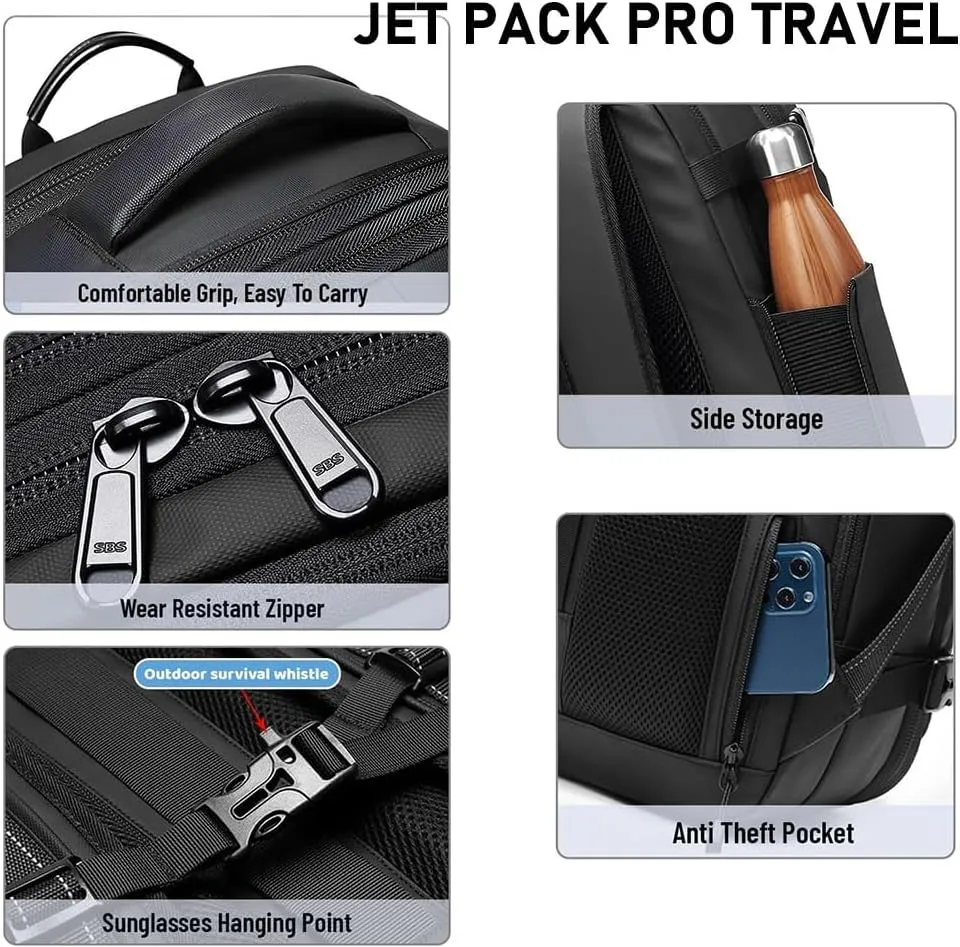 Jet Pack Pro Travel, Airback Backpack,Travel Smart With Vacuum Compression & Waterproof Design(Black-No Air pump)