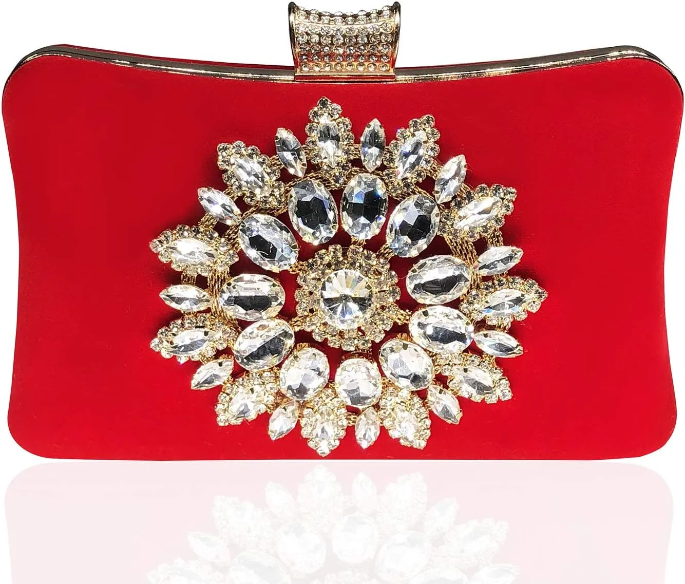 JO&FO Women Clutches Purses Bags Flower Envelope Beaded Prom Wedding Evening Handbag 