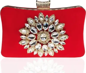 JO&FO Women Clutches Purses Bags Flower Envelope Beaded Prom Wedding Evening Handbag 