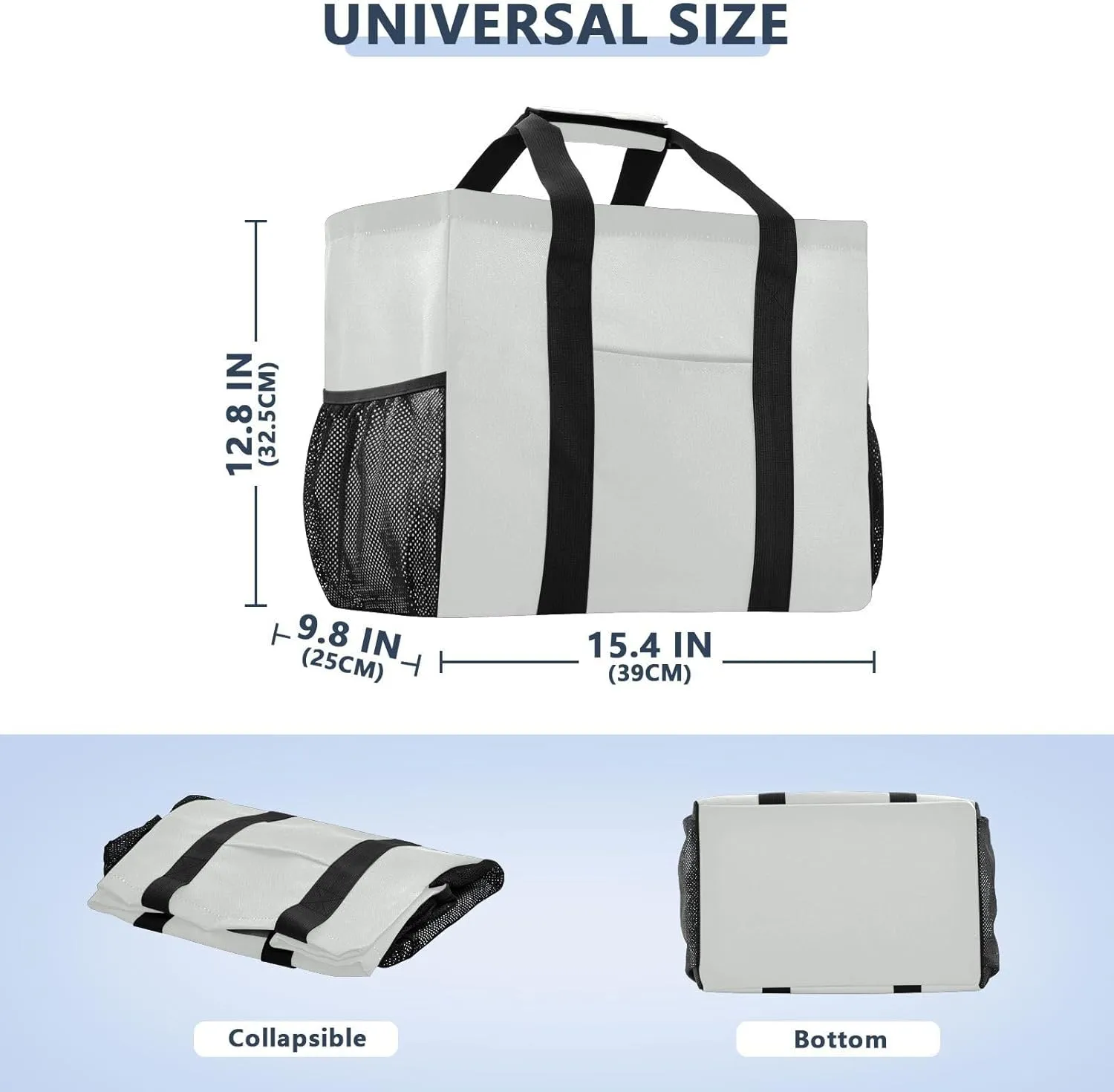 JUNZAN Teal Large Utility Tote Bag Collapsable Beach Bag Waterproof Reusable Grocery Bags with Handles Laundry Tote Bag
