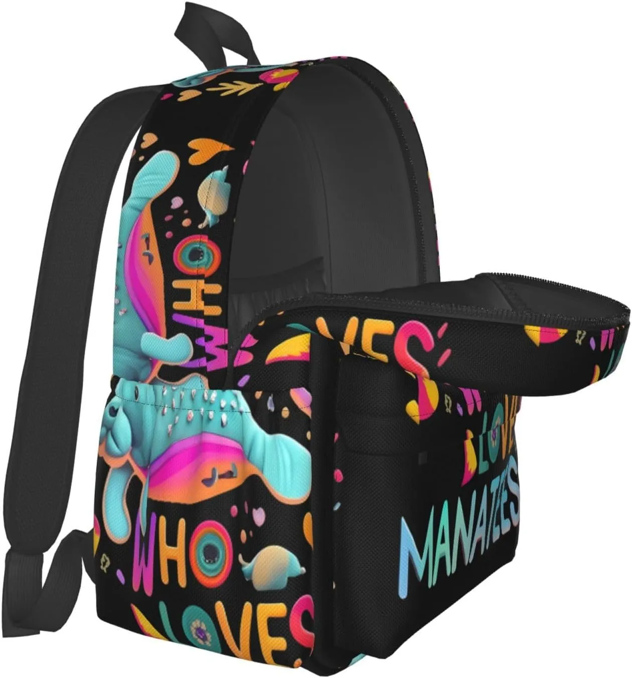Just a Women Who Loves Manatees 17 Inch Casual Backpack Laptop Backpacks Travel Back Pack Large Camping Rucksack Hiking Daypack Lightweight Double Shoulder Bag