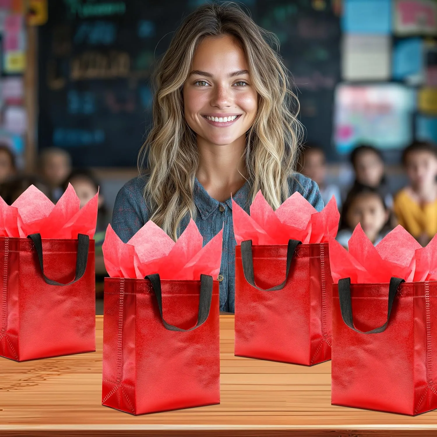 KeerxunBag 12pcs Reusable Gift BagsIncludes Tissue Paper Gift bag with handle Birthdays Parties Holidays Weddings Medium 10x4x8in red Gift Bags