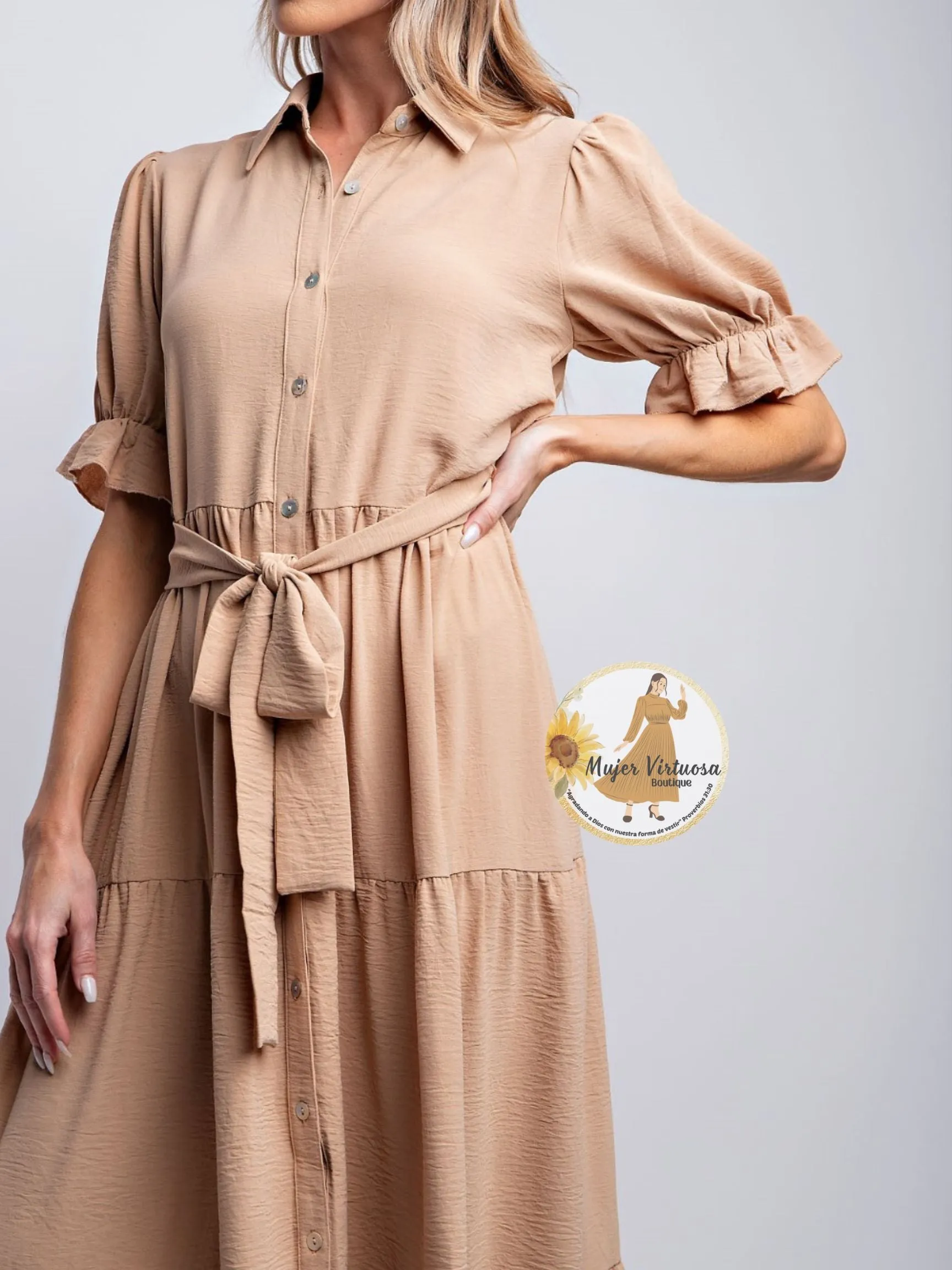 Khaki Casual Summer Dress