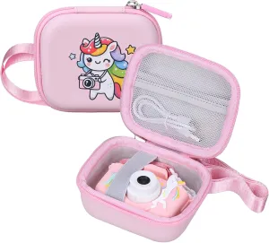 Kids Camera Case Compatible with Goopow/Seckton/Masterbee/CIMELR/Desuccus/OUTUVAS/Dylanto/GKTZ Digital Video Camera Toys Camcorder Storage Holder Carrying-Pink Unicorn(Case Only) (Pink unicorn)