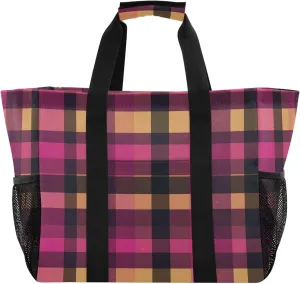 KLL Beach Totes Bags Canvas Collapsable With Pockets Grocery Bags Reusable