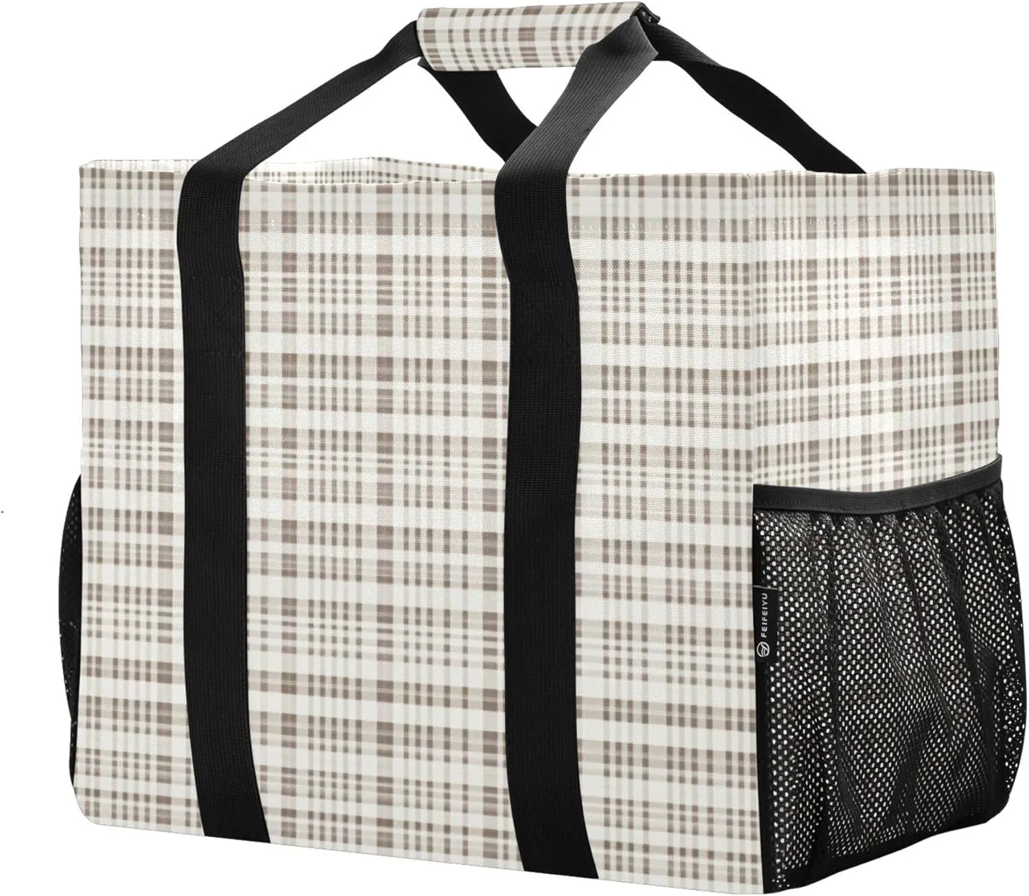KLL Beach Totes Bags Canvas Collapsable With Pockets Grocery Bags Reusable