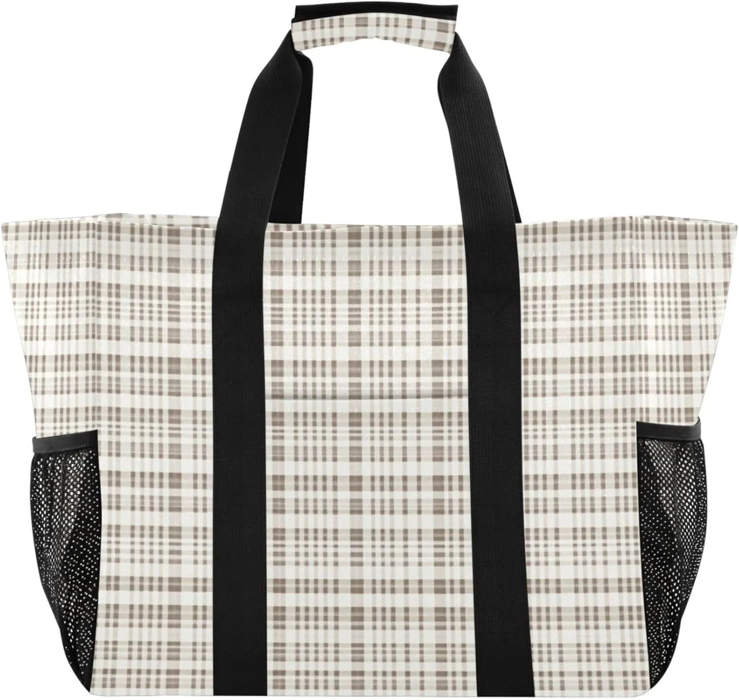 KLL Beach Totes Bags Canvas Collapsable With Pockets Grocery Bags Reusable