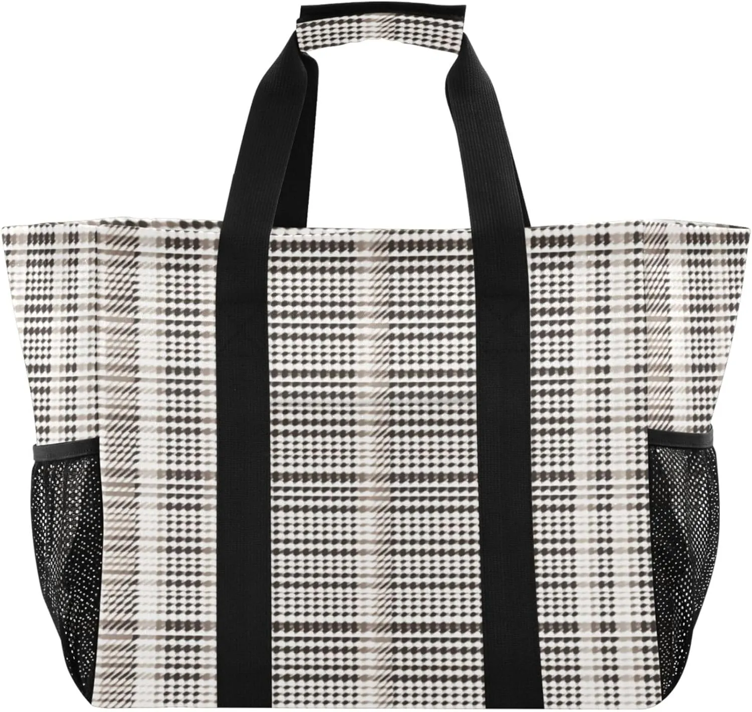 KLL Beach Totes Bags Canvas Collapsable With Pockets Grocery Bags Reusable