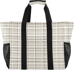 KLL Beach Totes Bags Canvas Collapsable With Pockets Grocery Bags Reusable