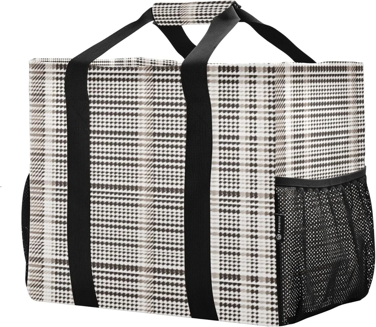 KLL Beach Totes Bags Canvas Collapsable With Pockets Grocery Bags Reusable